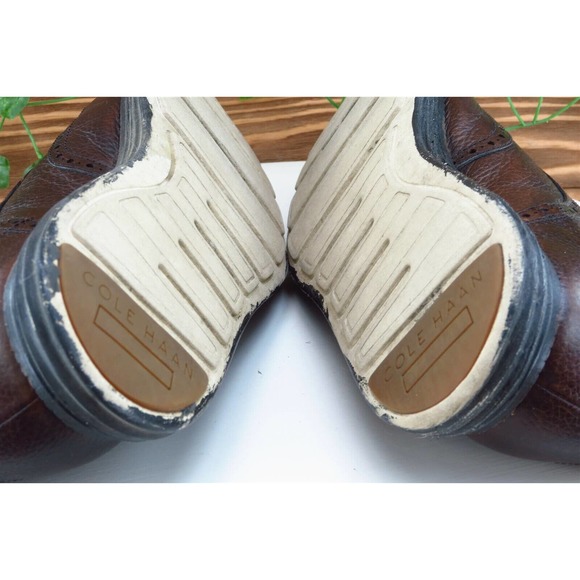 Cole Haan Grandos‎ Shoes Sz 9.5 M Brown Wingtip Oxfords Leather Men - Picture 7 of 8